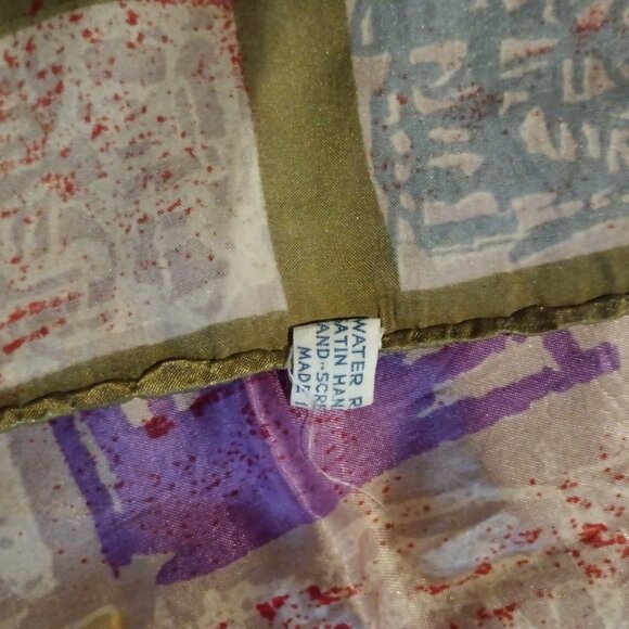 Vintage Scarf Water Repellant Hand Rolled Screen Printed Made in Italy 26x26 - Picture 5 of 8